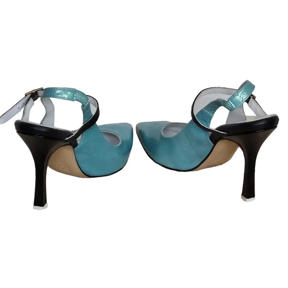 Beautiisoles by Robyn Schreiber Blue Black White Patent Leather Mary Jane - Picture 7 of 16